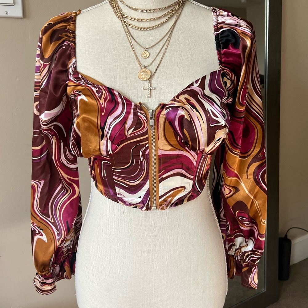 Front zip corset style top